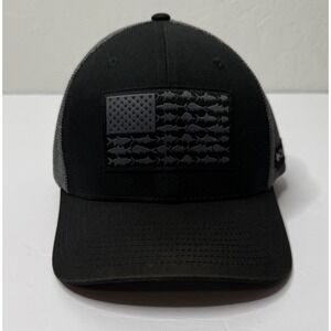 Columbia Hat Flag Fishing Flex Fit Stretch Black Gray Athleisure Gray Sports PFG